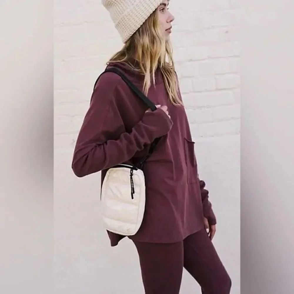Free People Movement High Peak Convertible Quilted Pouch in Cream NWT